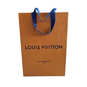 Louis Vuitton Orange Paper  Bag with Blue Handles